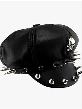 Punk Gothic Spiked Faux Leather Cabbie Hat